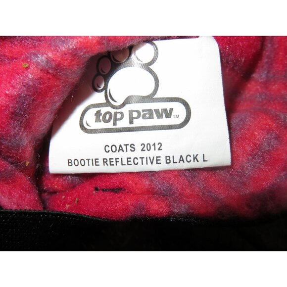 Top Paw Black Reflective Nylon Dog Booties All Weather waterproof fleece lined L - Picture 3 of 5